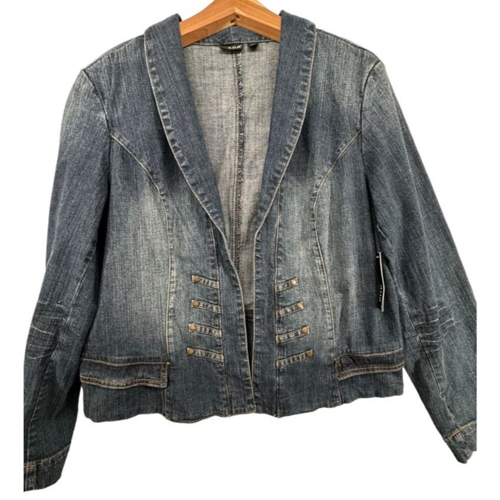 ANA Womens Jean Jacket Sz XL Blue Denim Military Biker NEW with Tags StreetWear